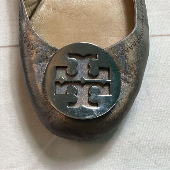 Tory Burch Minnie Travel Ballet Flats In Gunmetal - Picture 3 of 14